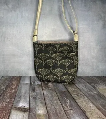 Cross Body Mini Tote - Black Moth — handmade canvas bag, cut and sewn by hand in South Carolina
