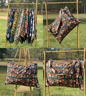 Travel Pillow Bag - Navy Ditsy Floral — handmade canvas bag, cut and sewn by hand in South Carolina