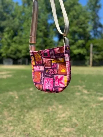 Cross Body Mini Tote - Pink Statement — handmade canvas bag, cut and sewn by hand in South Carolina