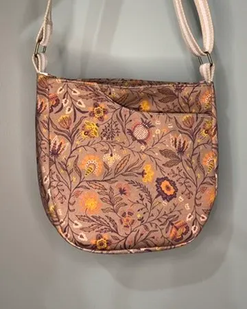 Cross Body Mini Tote - Mauve Vintage Floral — handmade canvas bag, cut and sewn by hand in South Carolina