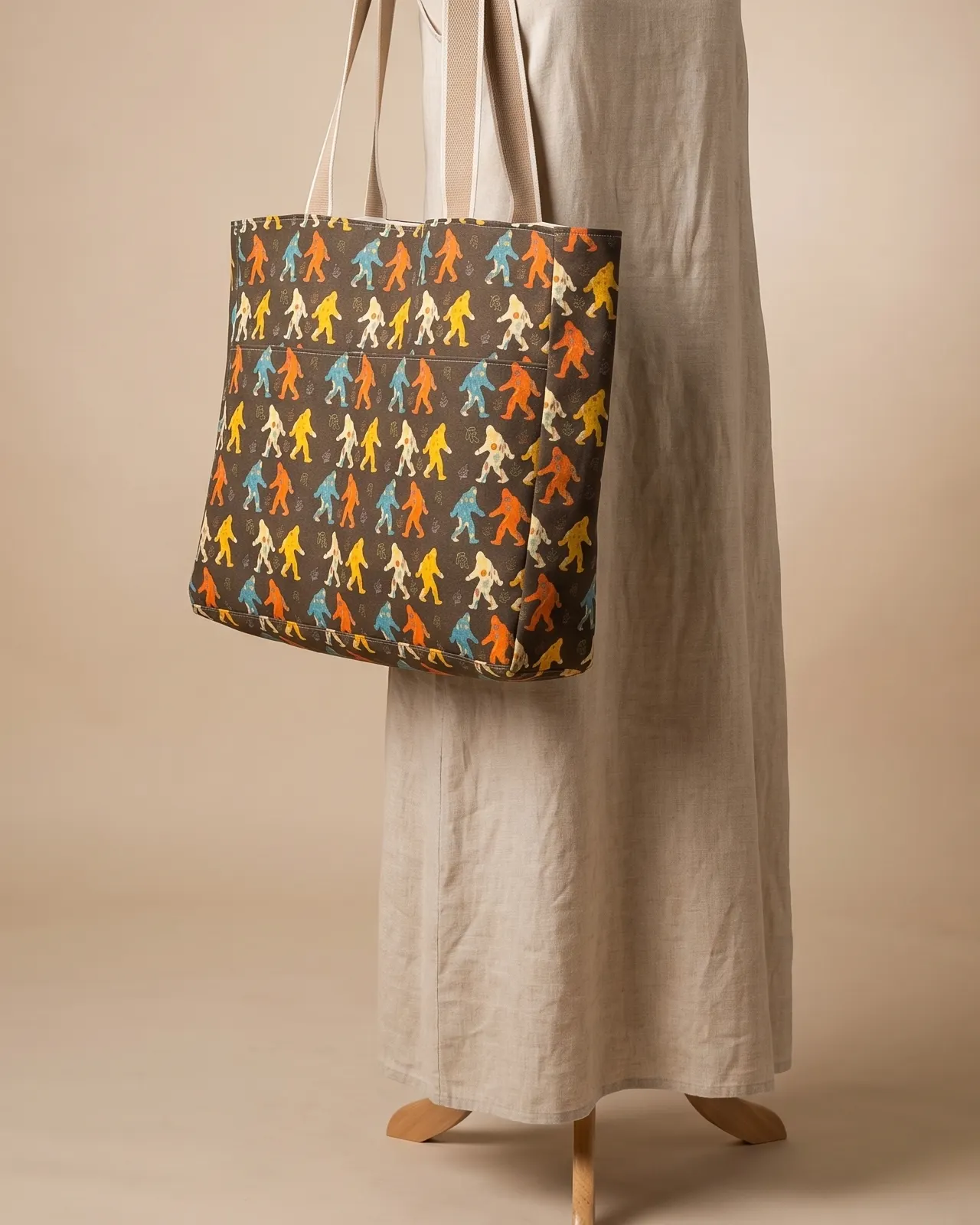 Large Tote Bag worn on the shoulder on a display form